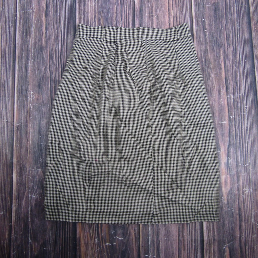 Paul Stanley Skirt Womens 6 Black Check‎ Pleated Pencil Knee Length Work Office